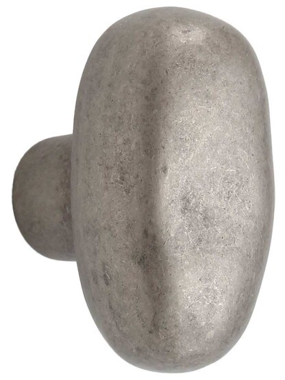 Distressed Oval Knob - 1 inch x 1 3/4 inch in Antique Pewter.